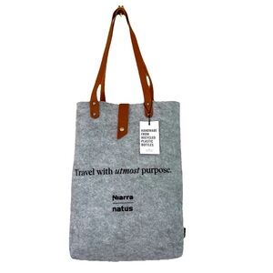 THE JOINERY City Tote Bag Leather Duel Handles Recycled Sustainable Grey Felt